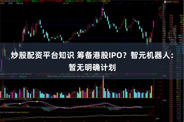 炒股配资平台知识 筹备港股IPO？智元机器人：暂无明确计划